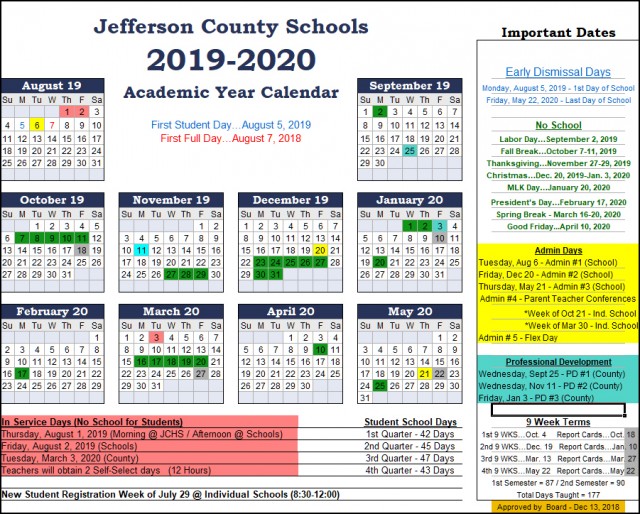 Jefferson County Schools Calendar 2019 2020 c The Jefferson County Post