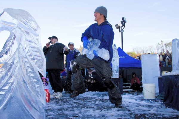 Ice carving competition at the Titanic Museum, Pigeon Forge, Tennessee - Staff Photo by Robin Archer