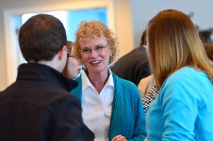 Ruth Graham, daughter of the Rev. Billy and Ruth Bell Graham, visits with Carson-Newman students following a chapel service last February.