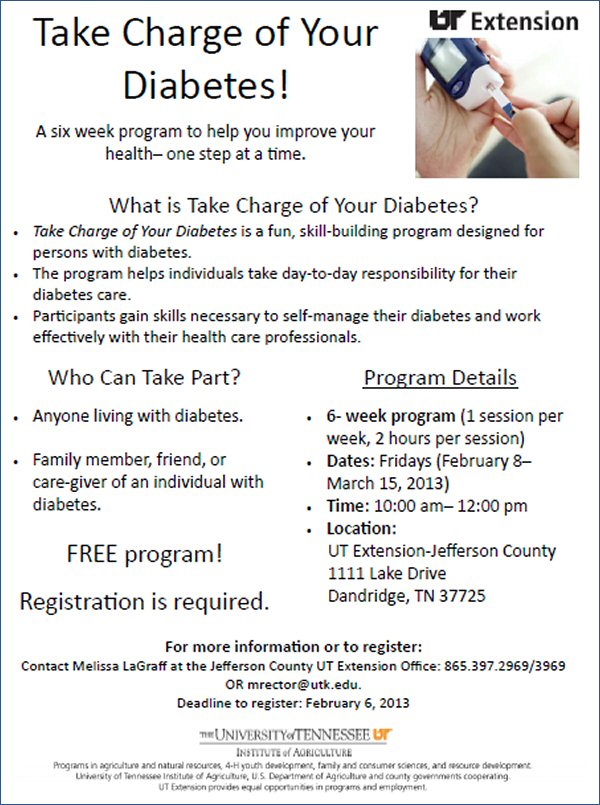 Take Charge of Your Diabetes UT Extension 01282013