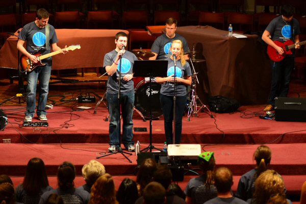 Carson-Newman’s Seed Co. worship band performs during the University’s SPOTS commissioning service.  The event serves as a send-off for students spending their spring breaks involved in ministry and outreach projects.