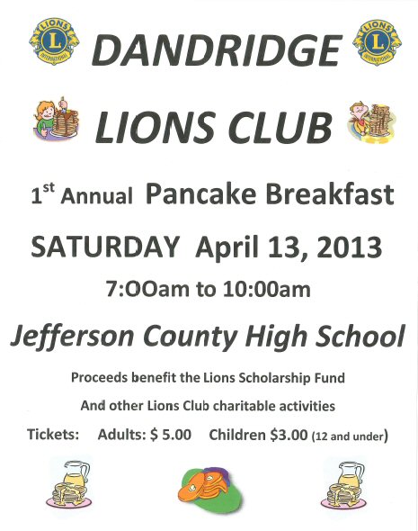 Lions Club Pancake Breakfast April 13 2013