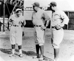 Jackie Mitchell meets Babe Ruth and Lou Gehrig
