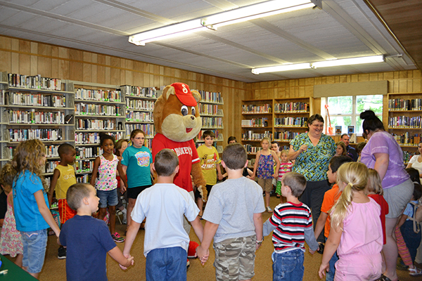 Shoney Bear visits Jefferson City Library - Staff Photo by Sara May