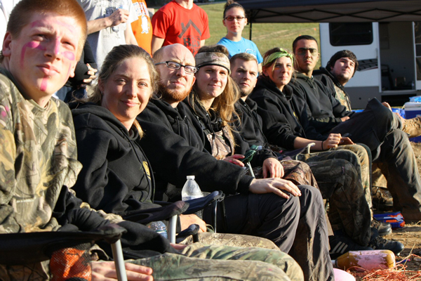 Participants competing in this year's Carson-Newman Hunger Games, pause briefly during a weekend of exciting fundraising.  Pictured, left to right, are Cameron Bledsoe, Sarah Hill, David McNeely, Kendra Ivins, Caleb Wise, Kathryn Spisso, Luke Creppel, and Cameron Harrell.