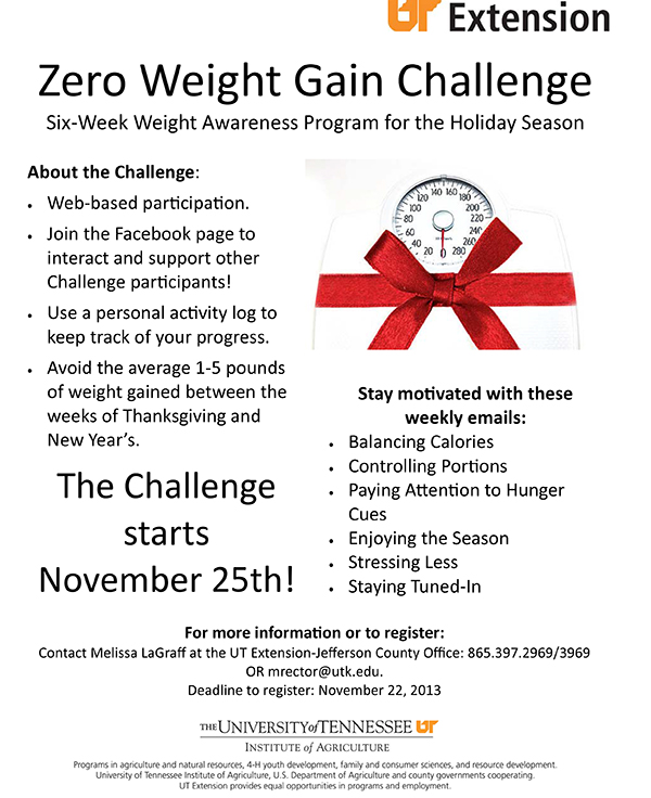 Zero Weight Gain Challenge Flyer