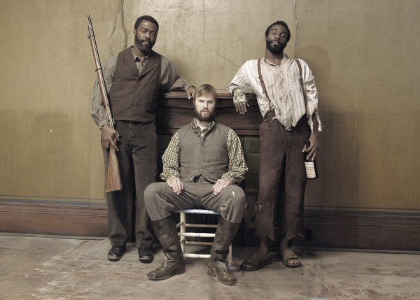 Daver Morrison, Steve Sherman and Tramell Tillman in the Clarence Brown Theatre’s production of “The Whipping Man”