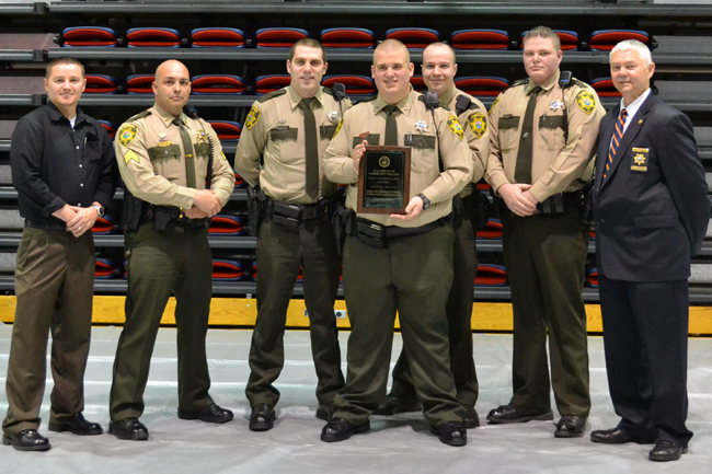 L/R - Deputy Scott Ownby, Sgt. Monte Bowen, Deputy Tim Herzog, Deputy Daniel Dunbar, Deputy Micah Doty, Deputy Jonathan Owens, Sheriff G.W. Bud McCoig