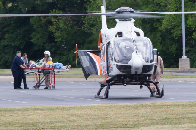 Prisoner prepared to be airlifted via LifeStar Air Ambulance, June 1, 2014Staff Photo by Jeff Depew