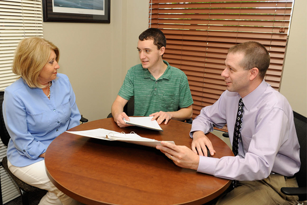 Walters State will be offering a general studies cohort of its popular College Express format this fall. Discussing this option are, from left, Cathy Woods, executive director of distance education; student Ben Adams; and Matthew Hunter, dean of distance education.