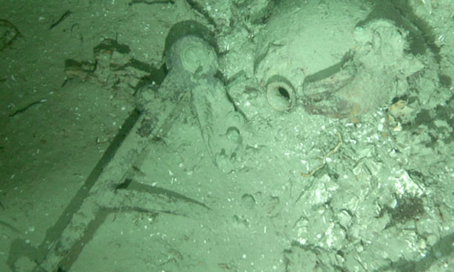 Photo of the remnants of the shipwreck in the seabed off of the North Carolina coastDuke University