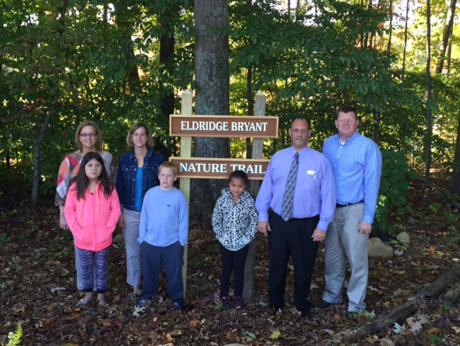 L/R: Assistant Principal Millie Ellis, Lupita Vazquez, PTO President Katy Huffaker, Timmy Capps, Anna Fain, Modern Woodsmen Representative Richard Hall and Dandridge Elementary Principal Tommy Arnold.