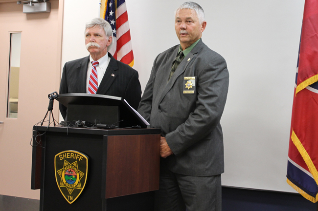 Jimmy Dunn, Attorney General for the 4th Judicial District and G.W. Bud McCoig, Jefferson County Tennessee SheriffPress Conference on October 4, 2015Staff Photo by Jeff Depew