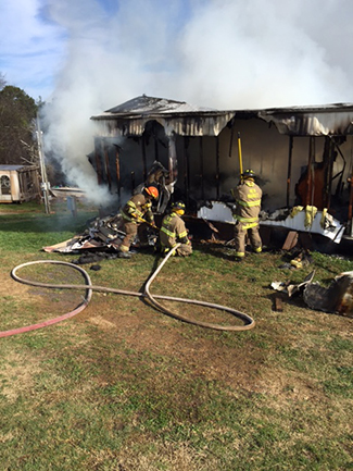 New Market Fire Rescue respond to trailer fire, Sunday, January 3, 2016Photo submitted by Captain Sammy Solomon