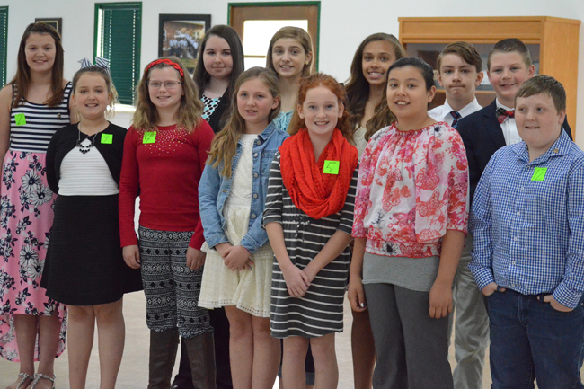 Front:  Katlyn Fielden, Shelby Scrader, Ashley Martin, Riley Abart, Mercy Crowe, Spencer CoffeyBack:  Gracie Moore, Abby Earley, Elizabeth Watson, Alexa Gramann, William Stansberry, Gage Farrar.Staff Photo by Angie Stanley