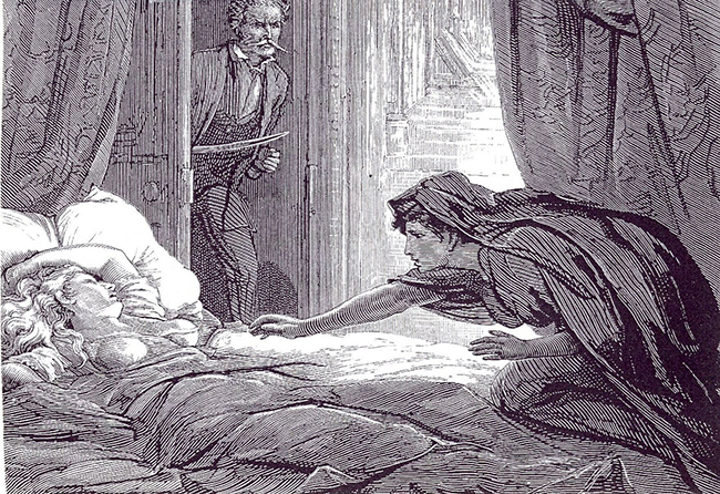 Illustration in Carmilla, Joseph Sheridan Le Fanu's vampire story.1872