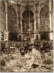 A Thanksgiving Service, attended by Canadian troops, being held in the Cambrai Cathedral (Notre-Dame de Grace chapel)13 October, 1918Canadian Expeditionary Force albums - Unknown photographer