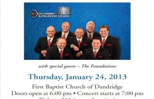 Kingdom Heirs at First Baptist Church in Dandridge, 7:00 pm – Jan 24, 2013