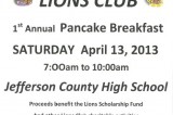 Dandridge Lions Club Hosts Pancake Breakfast, April 13, 2013