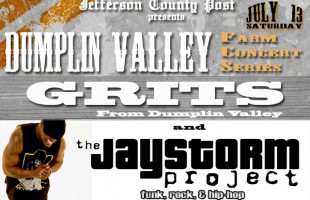 Jay Storm and GRITS  July 13th at Dumplin Valley Concert Series