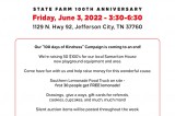 Big 100 Event, State Farm 100th Anniversary – “100 days of Kindness” Raising Money for our local Samaritan House, June 3, 2022 Big 100 Event, State Farm 100th Anniversary – “100 days of Kindness” Raising Money for our local Samaritan House, June 3, 2022
